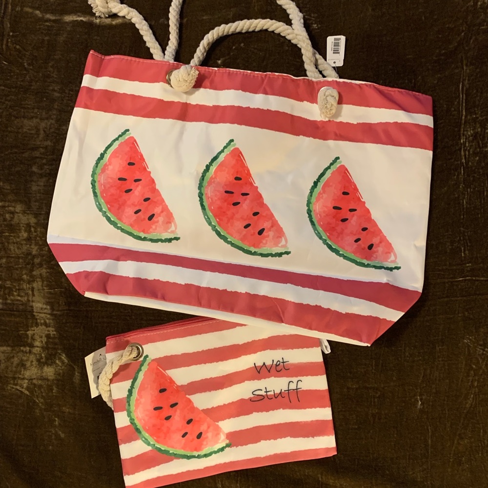 NWT Beach tote bag with wet bag